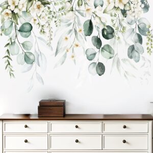 eucalyptus greenery vines decor wall decal vinyl sticker on white wall
