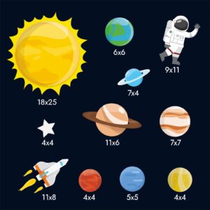 planets space cosmos wall decal — full view