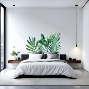 palm leaves greenery botanical wall decal vinyl sticker on white wall