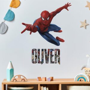 spiderman personalized wall decal kids room sticker on white wall