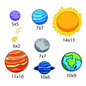space planets wall decal — full view