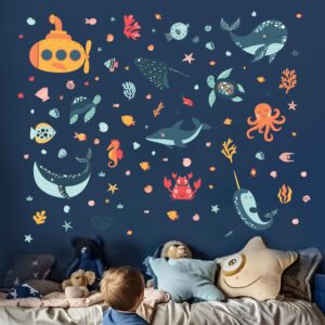 submarine whale ocean house decor underwater wall decal on white wall