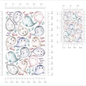 seals set kids wall decal — full view