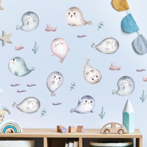 seals set kids wall decal on white wall