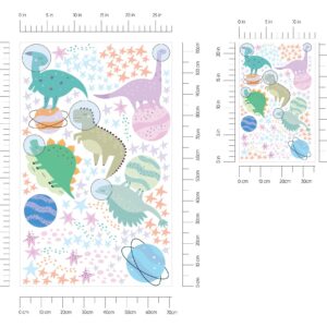space dinosaurs astronaut kids wall decal — full view