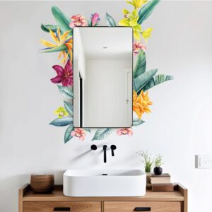 tropical palm leaf greenery leaves wall decal vinyl sticker on white wall