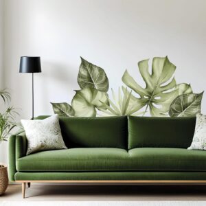 palm leaves greenery tropical wall decal vinyl sticker on white wall