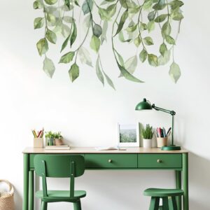 eucalyptus greenery vines hanging wall decal vinyl sticker on white wall