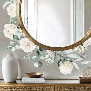mirror flowers wall decal vinyl sticker on white wall