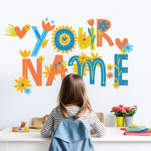 name flowers kids personalized wall decal vinyl sticker on white wall