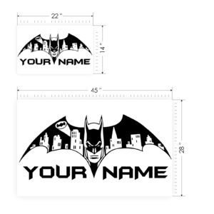 bat wings name custom kids personalized wall decal — full view