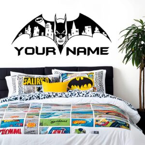 bat wings name custom kids personalized wall decal on white wall