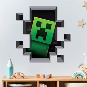 gamer green block boy playroom pixel decor wall decal on white wall