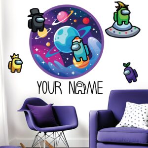 among us custom gamer personalized wall decal on white wall