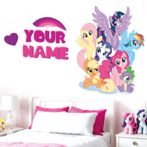 little pony gamer girl playroom decor personalized wall decal on white wall
