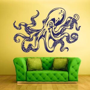 octopus bathroom decor wall decal on white wall