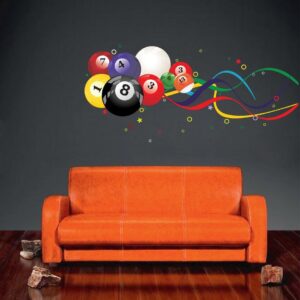 billiard balls pool room decoration wall decal gamer sticker on white wall