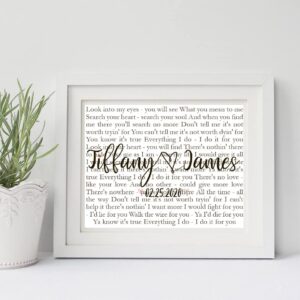 close up detail of custom song lyrics for couple personalized wall decal
