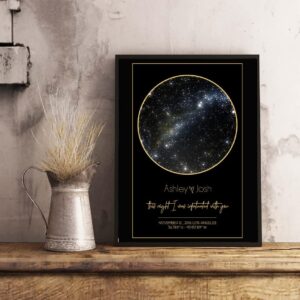 star map print custom constellation personalized wall decal on white wall