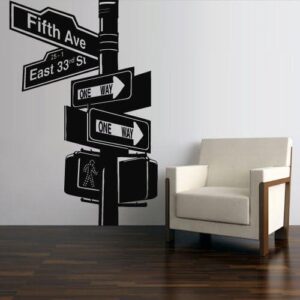 broadway road sign new york city urban decor wall decal on white wall
