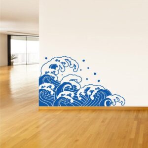 kanagawa wave beach house wall decal kids room sticker on white wall