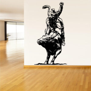 rodeo cowboy wall decal on white wall