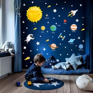 planets space cosmos wall decal on white wall