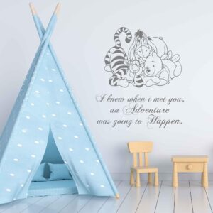 winnie the pooh quote adventure wall decal kids room sticker on white wall