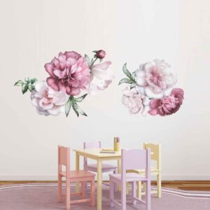 peonies flowers wall decal vinyl sticker — lifestyle room view