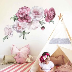 peonies flowers wall decal vinyl sticker on white wall