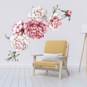 peonies flowers wall decal vinyl sticker — lifestyle room view