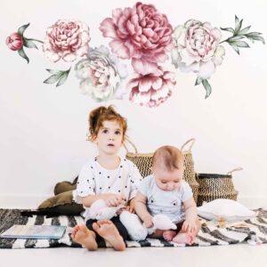 close up detail of peonies flowers wall decal vinyl sticker