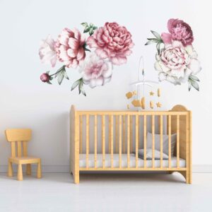 peonies flowers wall decal vinyl sticker — lifestyle room view