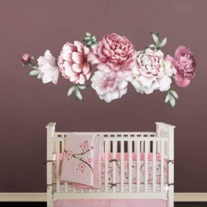 peonies flowers wall decal vinyl sticker — lifestyle room view