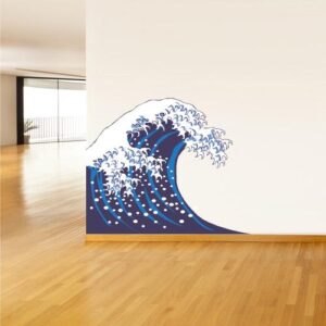 kanagava great wave japan style wall decal on white wall