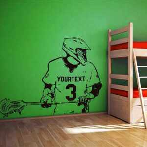 lacrosse custom number name sport personalized wall decal on white wall