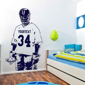 lacrosse personalized wall decal on white wall