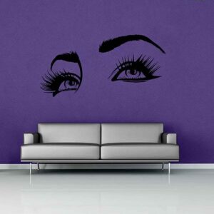eyelashes eyes beauty salon decor, brow studio art wall decal on white wall