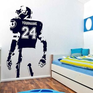 football number personalized wall decal on white wall