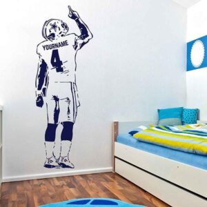 name football number personalized wall decal on white wall