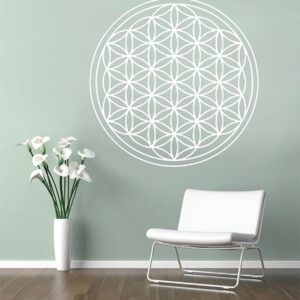 flower of life wall decal vinyl sticker on white wall