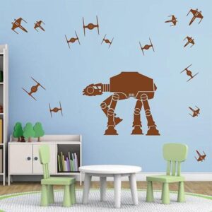 at at star wars wings fighters wall decal on white wall