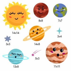 planets wall decal — full view
