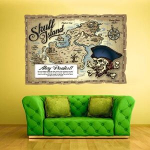 pirate map kids treasure wall decal on white wall