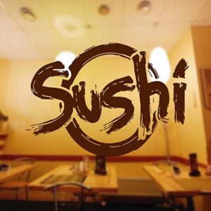 sushi sign asian bar restaurant decor wall decal gamer sticker on white wall