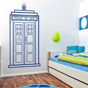 tardis magic police box wall decal on white wall