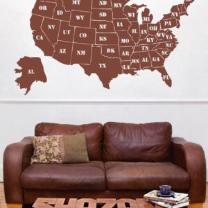 usa states map school educational wall decal on white wall