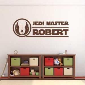 star wars jedi name birthday party personalized wall decal on white wall
