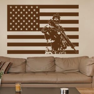 usa flag american soldier wall decal gamer sticker on white wall