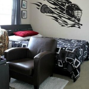 lacrosse helmet sports bedroom decor wall decal on white wall